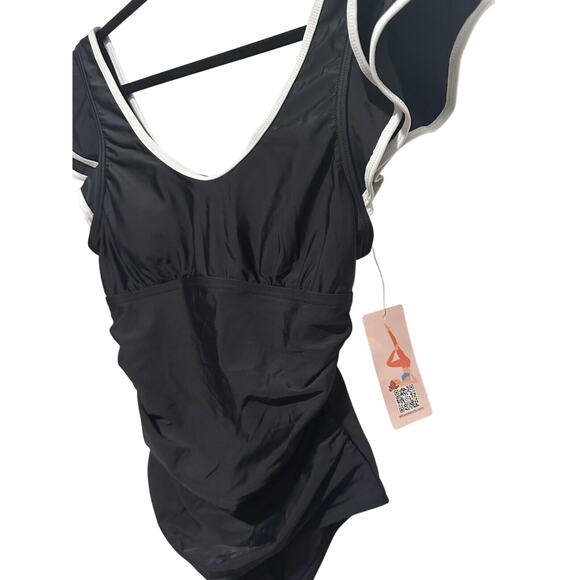 smismivo swimsuit Black And White Ruffle Sleve - Picture 5 of 10